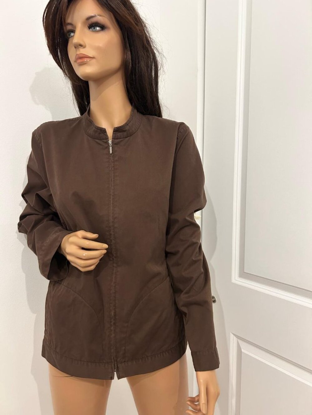 Eileen Fisher Style Brown Full Zip 100% Cotton Jacket Women’s Size L
